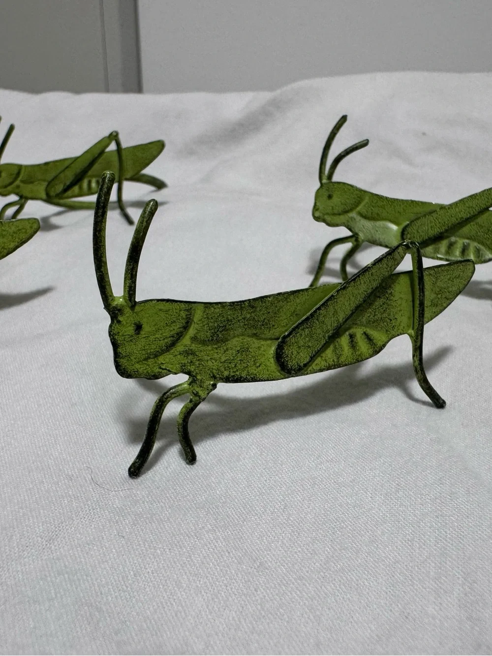 Vintage Napkin Rings Metal Grasshopper Green Set of 4 Pier One Fairycore Decor